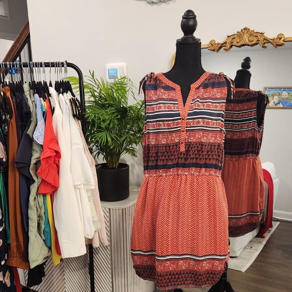 Lucky Brand Dresses & Skirts - Lucky Brand Boho Print Sleeveless Dress with Tassel Ties Size XL